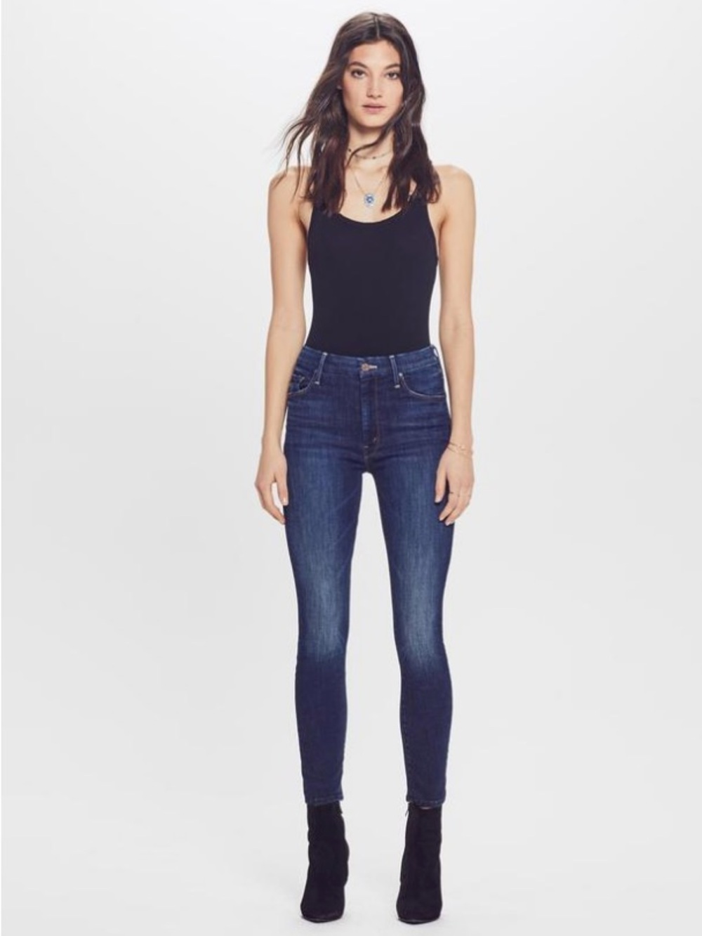Mother Jeans High Waisted Looker Ankle Dark Blue Ip Your Alley Size 26